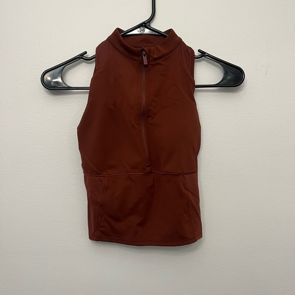 Sleeveless Zip Front Sport Tank - Deep Rust